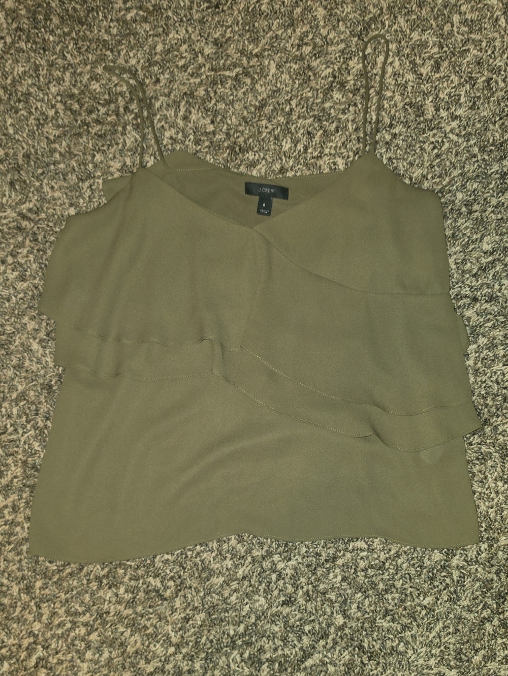 J. Crew Olive Ruffle Spaghetti-Strap Cami